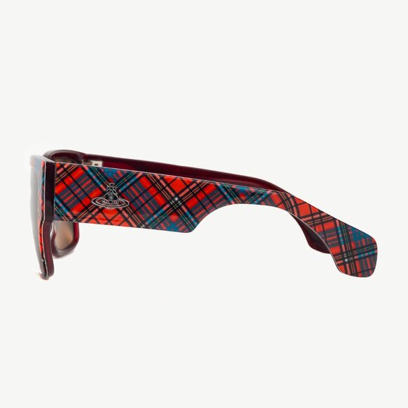 Vivienne Westwood Sun RX 01 Red-Tartan Square Sunglasses - Picture 3 of 10